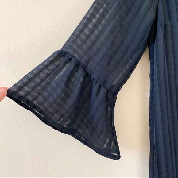 Lulu’s Better Than Ever Navy Blue Flounce Sleeve Shift Mini Dress - Picture 3 of 9